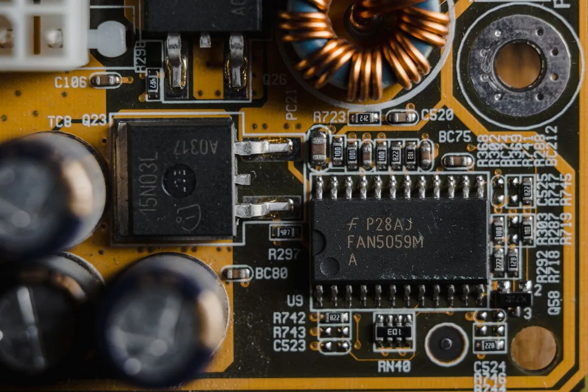Macro de una placa de circuito electrónico