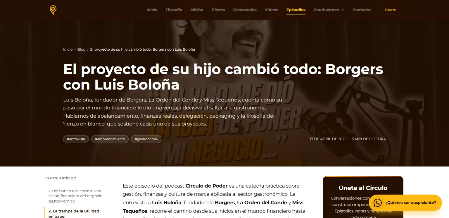 Círculo de Poder: Artículo escrito de un episodio, con índice y etiquetas por tema