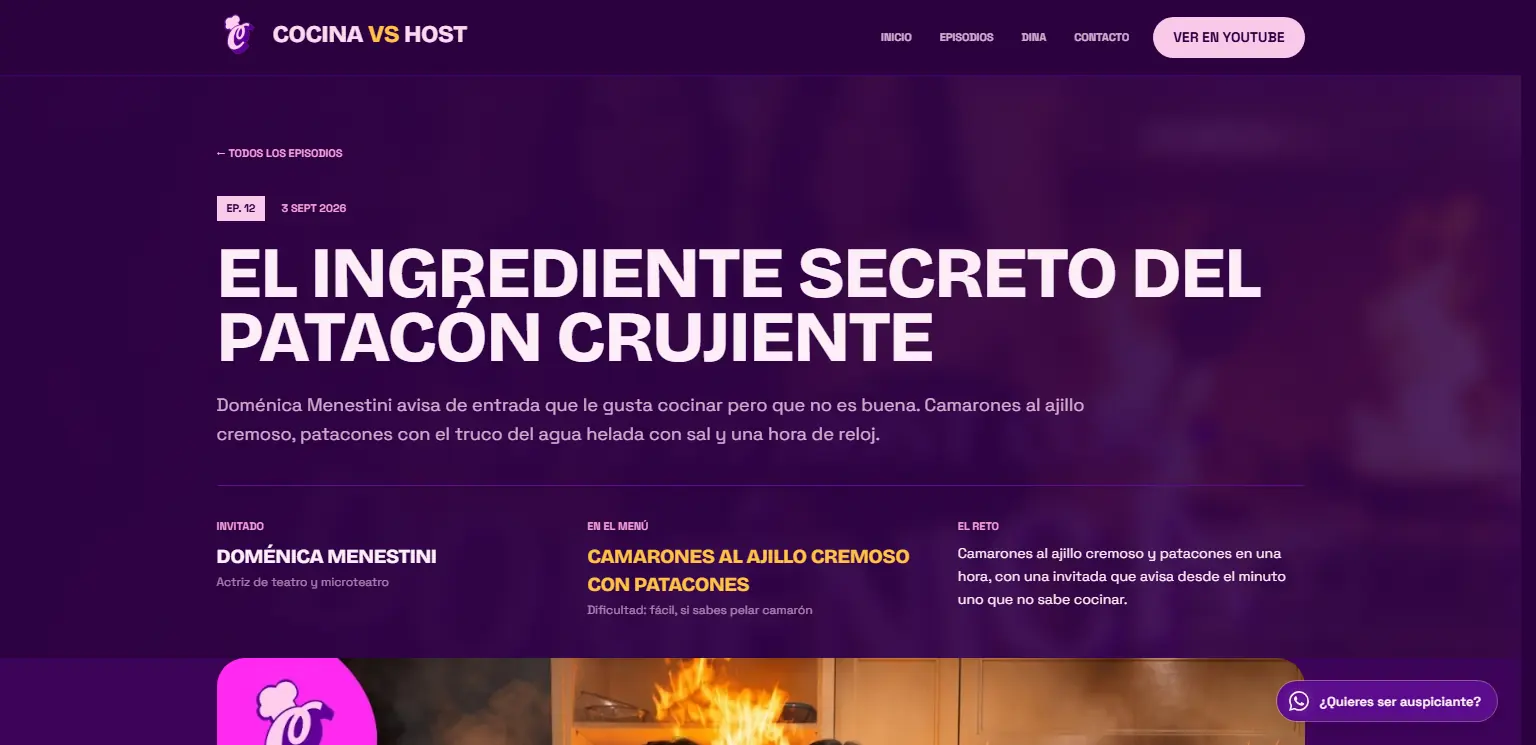 Cocina vs Host: Ficha de capítulo: invitada, plato del día y reto