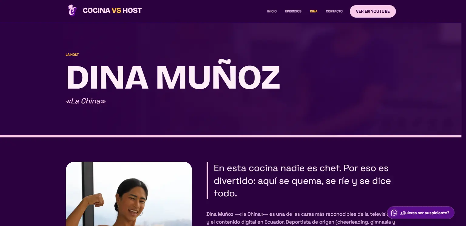 Cocina vs Host: Ficha de la host, Dina Muñoz