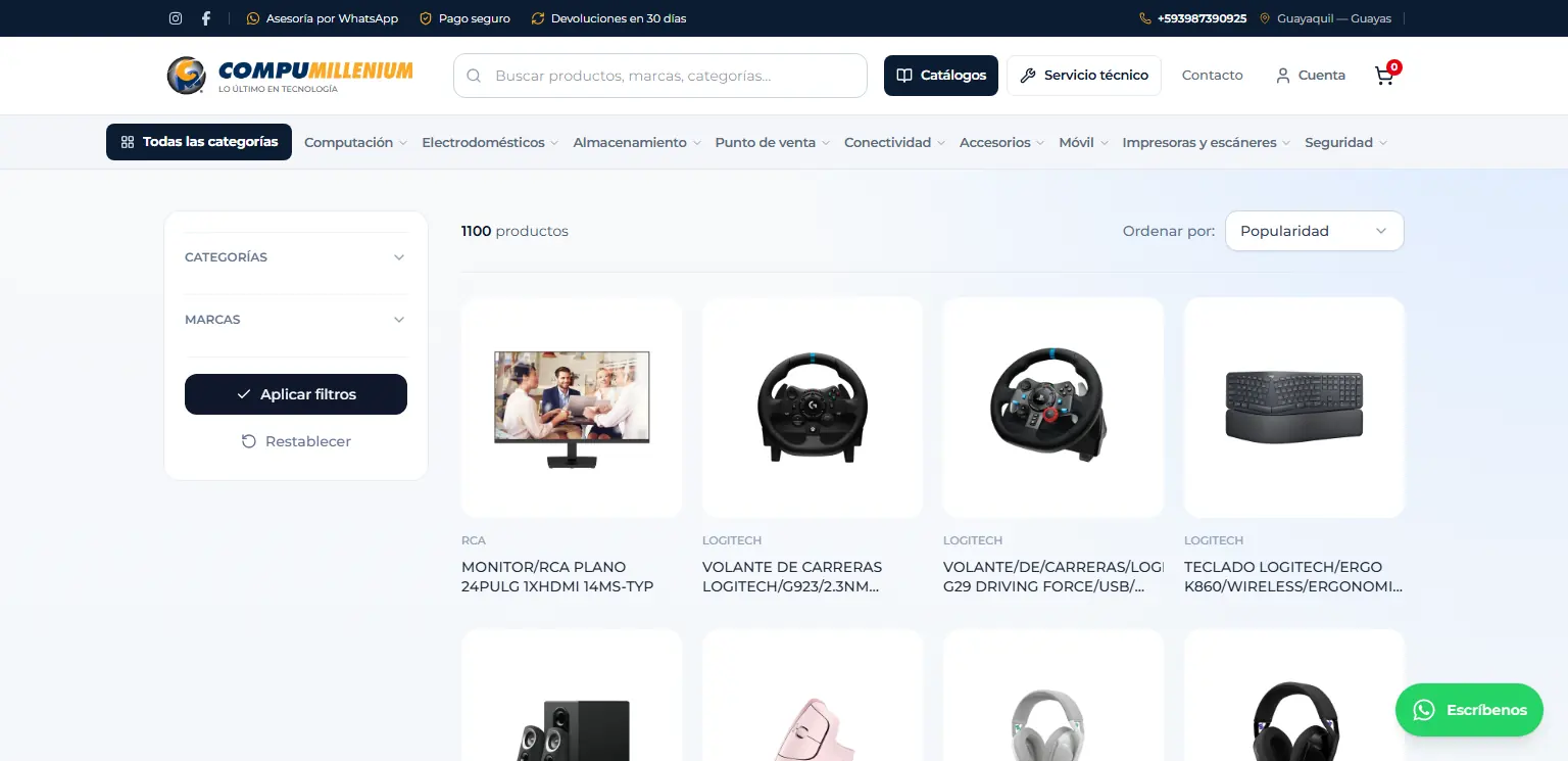 Compumillenium: Catalogue with category and brand filters