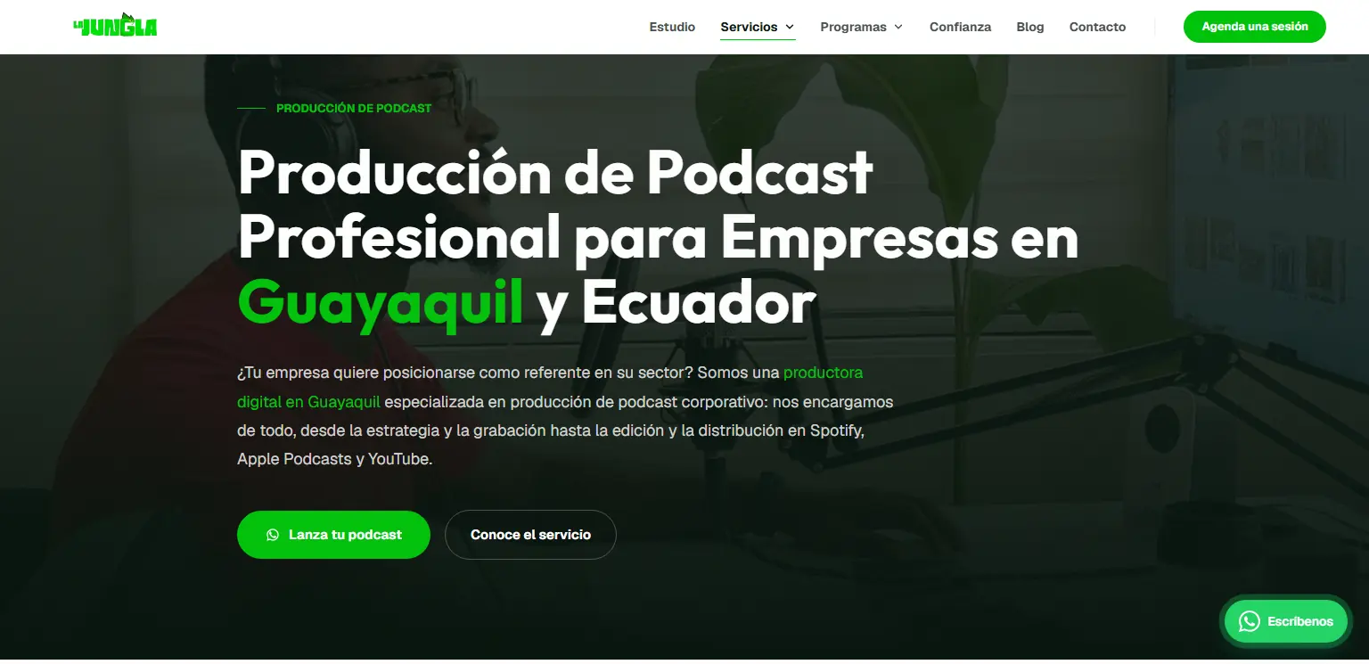 La Jungla: Landing del servicio de producción de podcast
