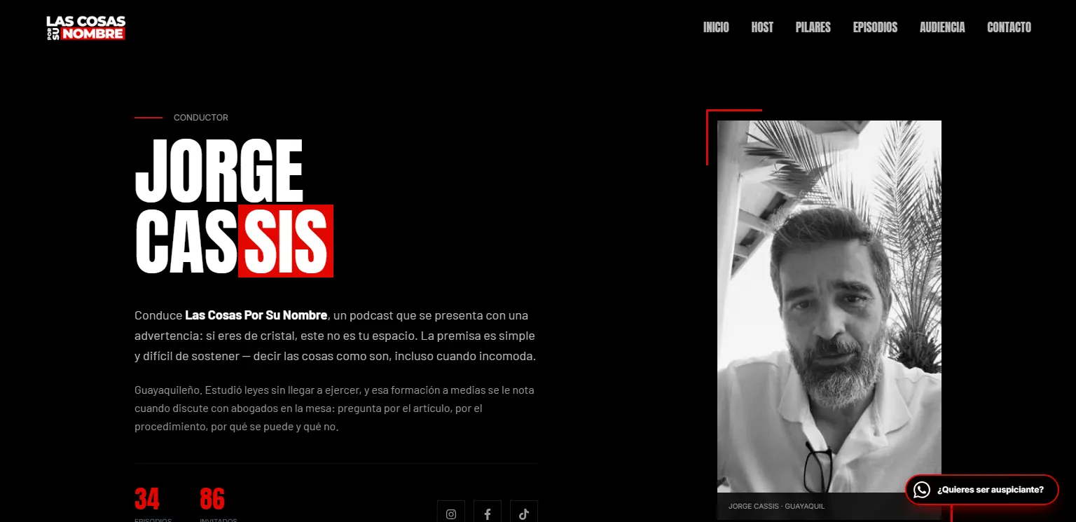 Las Cosas Por Su Nombre: Host page for Jorge Cassis