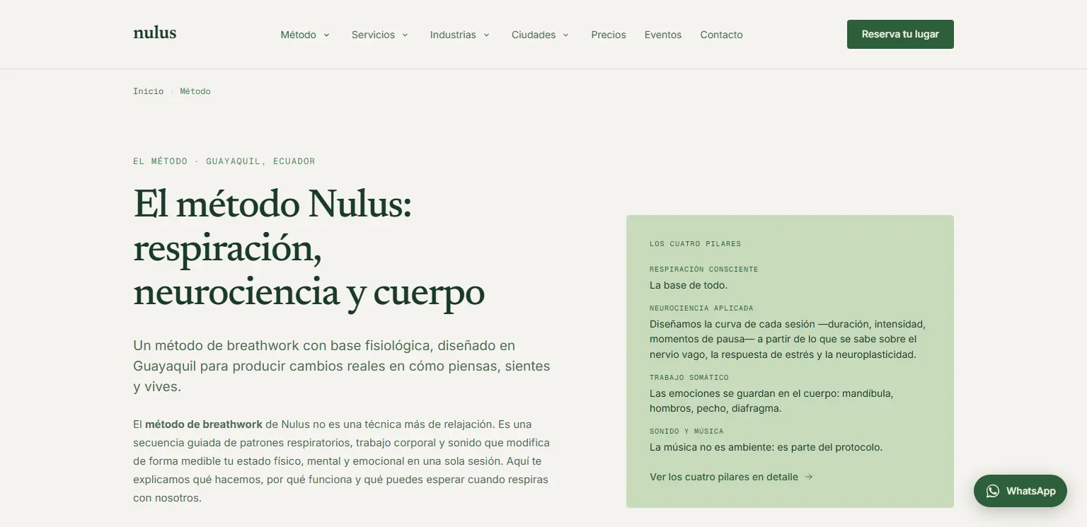 Nulus: Página del método: los cuatro pilares de la práctica