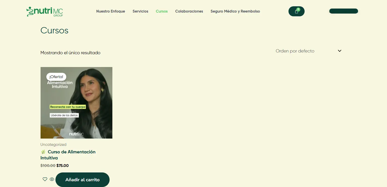 NutriMC Group: Tienda de cursos en línea sobre WooCommerce