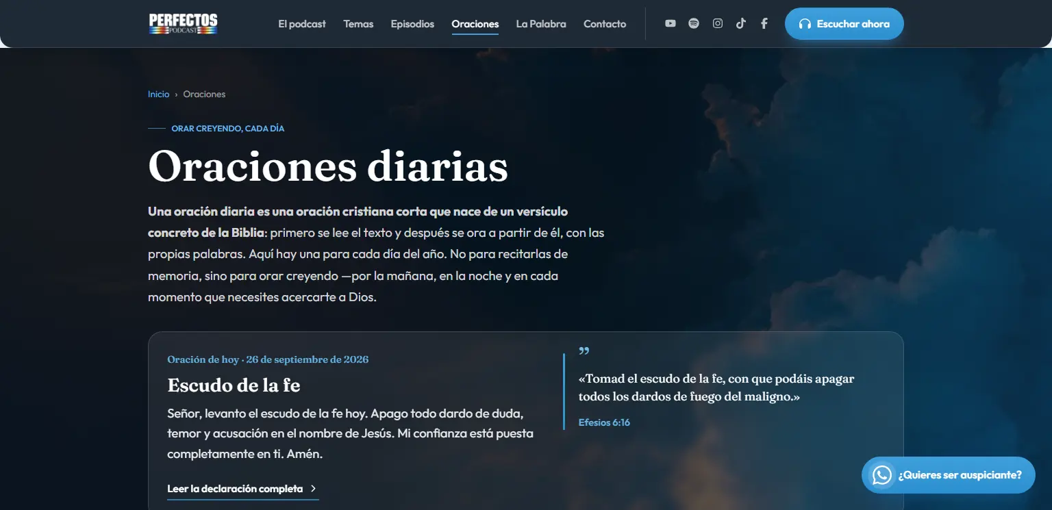 Perfectos Podcast: Índice de oraciones con la oración del día