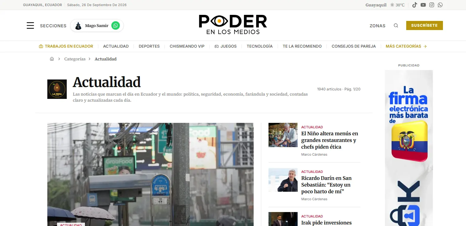 Poder en los Medios: Actualidad, the section the scanner pipeline feeds