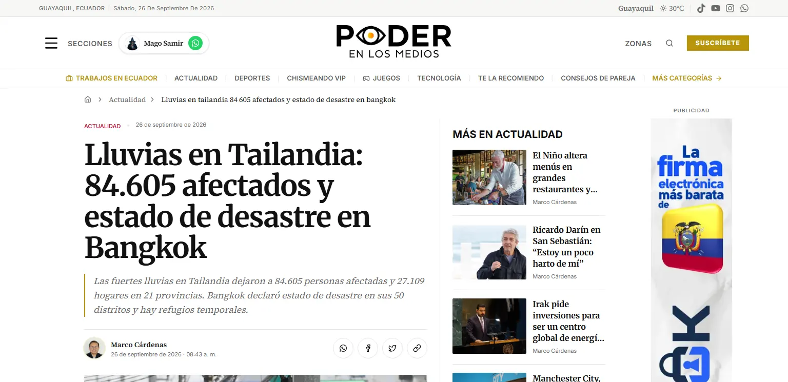 Poder en los Medios: An Actualidad story, with headline and standfirst within the pipeline limits