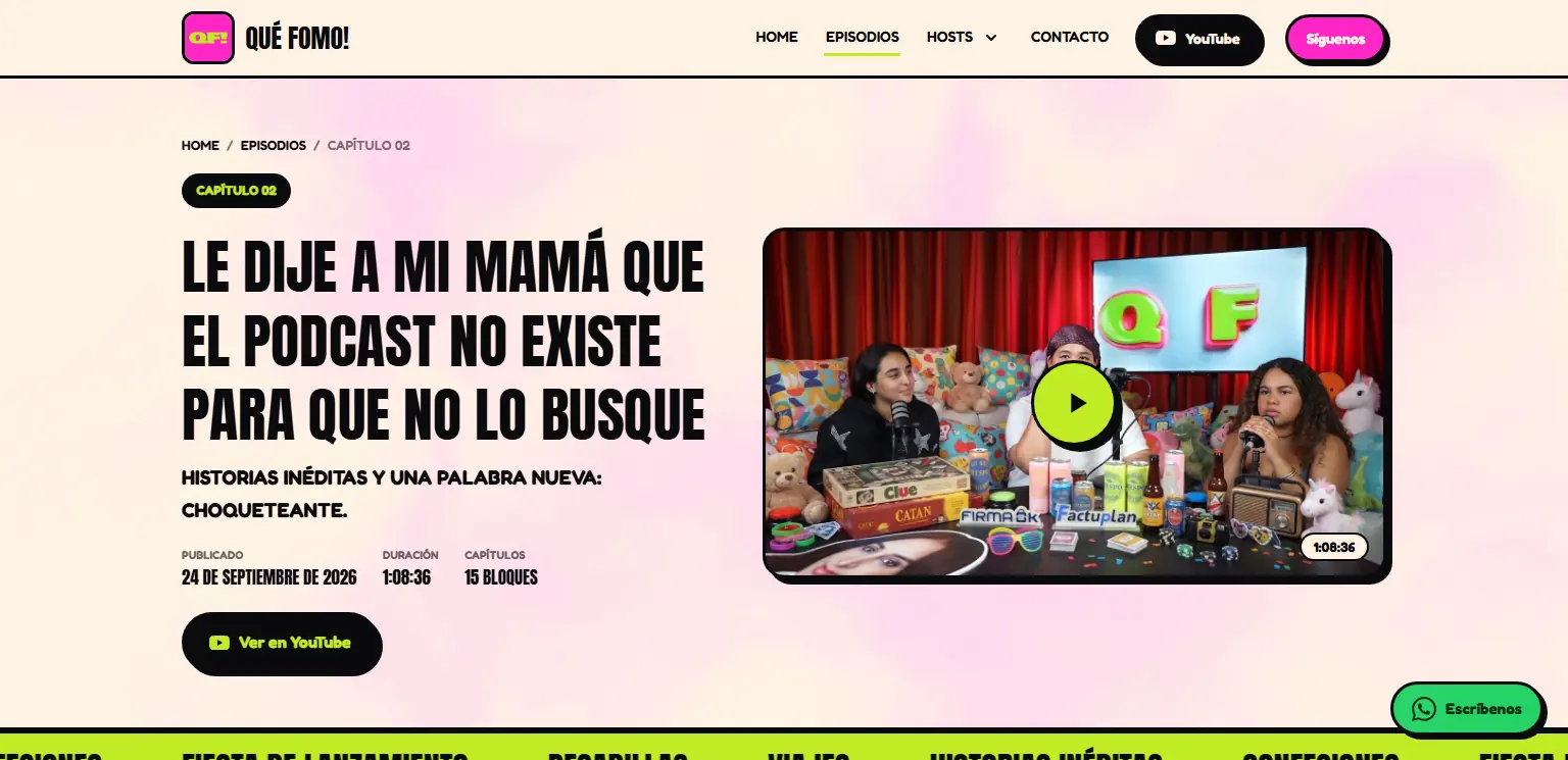 QUÉ FOMO!: Página de capítulo con resumen, datos y el video