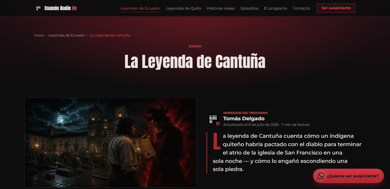 Cuando Nadie Ve: Leyenda de Cantuña: resumen directo y la historia completa